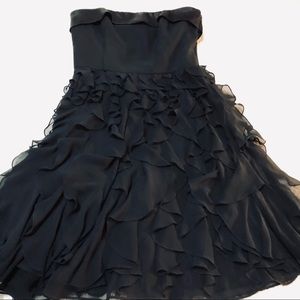 WHBM Black Ruffle Strapless Dress
